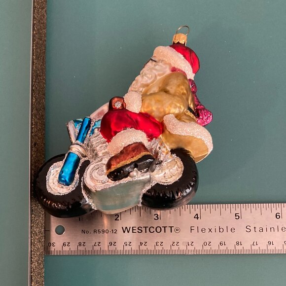 Biker Santa Ornament - Hand-Blown Glass - Picture 11 of 11
